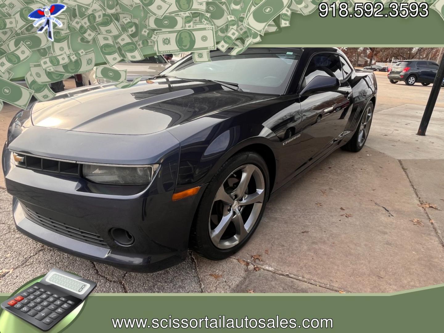 2014 BLUE CHEVROLET CAMARO 1LT Coupe 1LT (2G1FB1E35E9) with an 3.6L V6 DOHC 24V FFV engine, 6-Speed Automatic transmission, located at 8101 E. Skelly Dr., Tulsa, OK, 74129, (918) 592-3593, 36.121891, -95.888802 - Photo#0